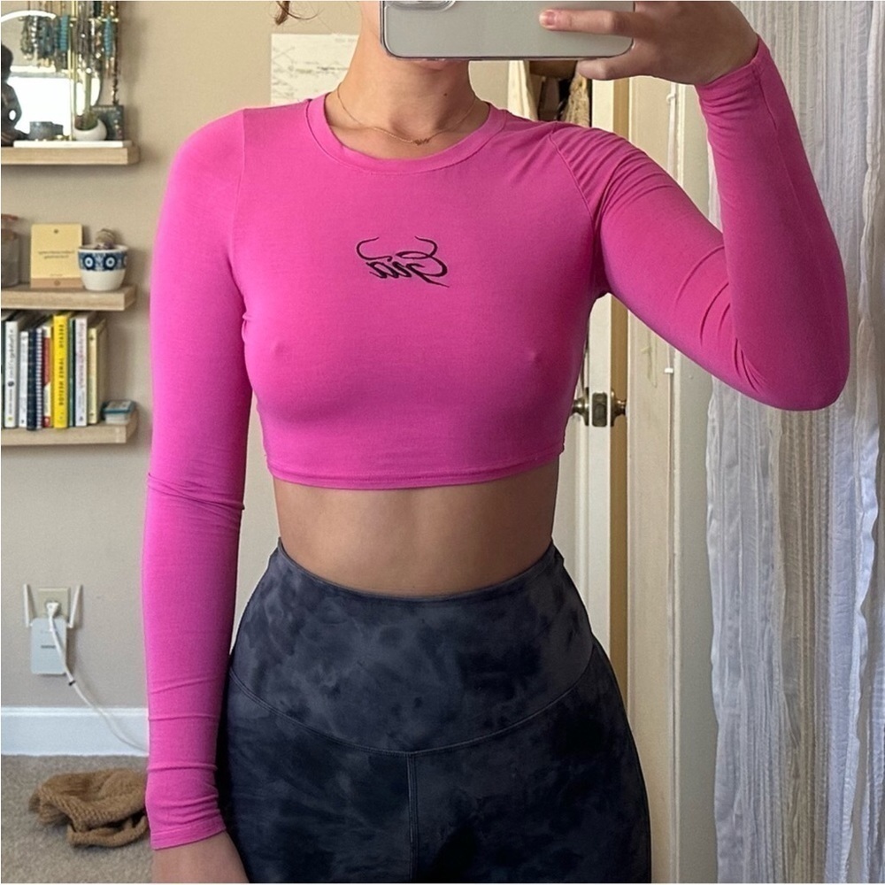 Nwt I Am Gia Brigid Top Pink Longsleeve Crop Top — image 2 of 7